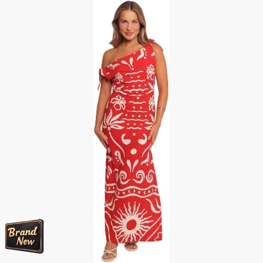 Off Shoulder Midi Dress with Side Split Hem Casual Wear